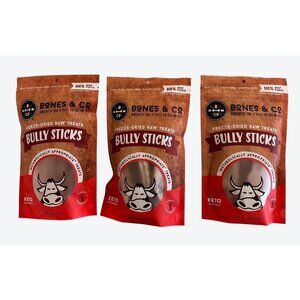Bones & Co. Freeze Dried 100% Beef Pizzle Bully Sticks 1.7 oz Pack x 3 Packs